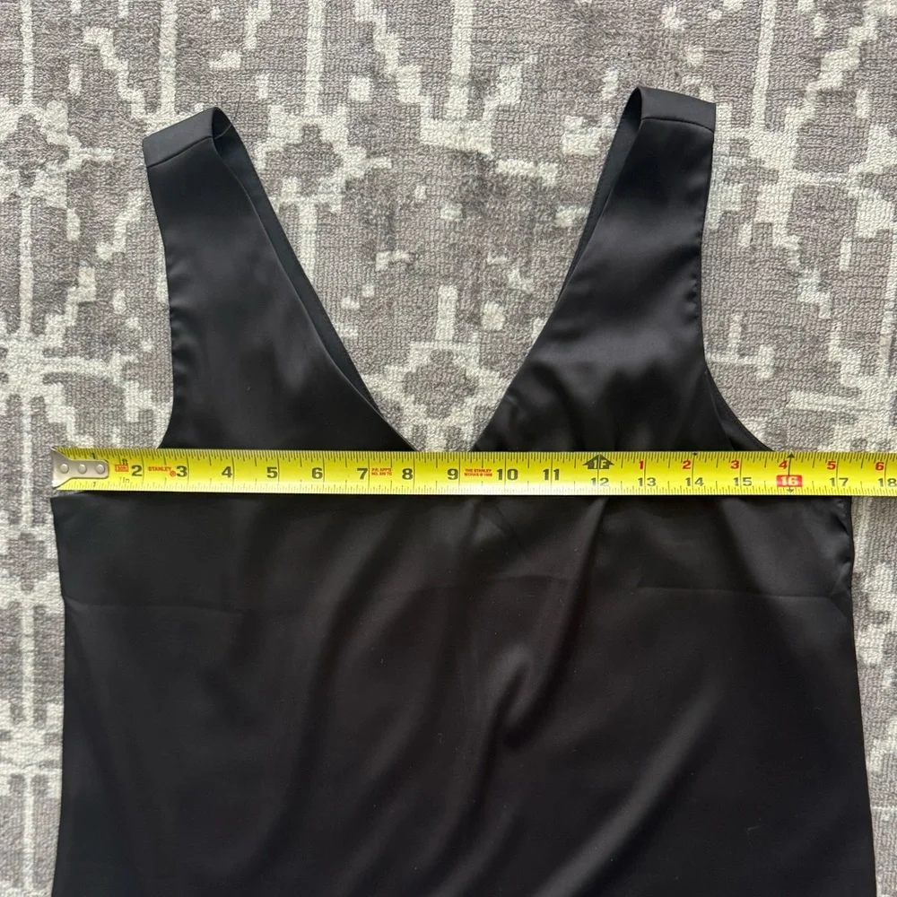 Black Tank Top V Neck Silk Summer Satin Sleeveless Blouses Basic Camisole Shirt